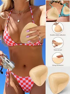 Reusable Self-Adhesive Bra Pads, Waterproof Bikini Chest Pads, Thick Invisible Push-Up Inserts, Sticky Bra Inserts, Removable Bra Pad, 2 Pack, Ideal for Swimming