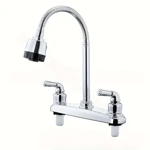 Kitchen Faucet with Chrome Mirror Finish, Dual Handle Mixer Tap, Durable Fashion Kitchen Accessory, Stylish and Long-Lasting, Double Handle Faucet