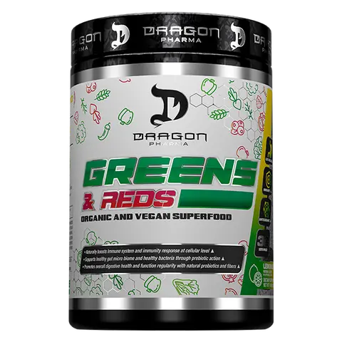 Dragon Pharma GREENS & REDS – 23 Organic Superfoods + Pre/Probiotics for Detox & Digestion
