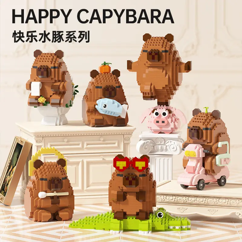 Popular Capybara Guinea Pig Children's Building Block Toy Compatible with Lego Cartoon Assembling Figurine Decoration Gift squishy oobleck