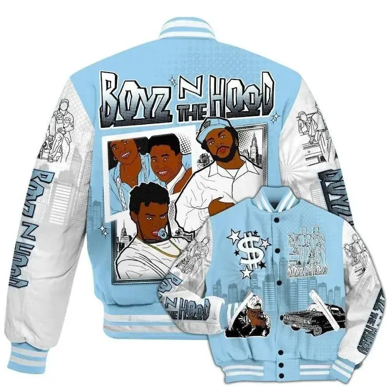 Blue Sneaker Inspired Varsity Jacket | Unisex Baseball Bomber Coat | Casual Sport Streetwear | Retro Letterman Outerwear