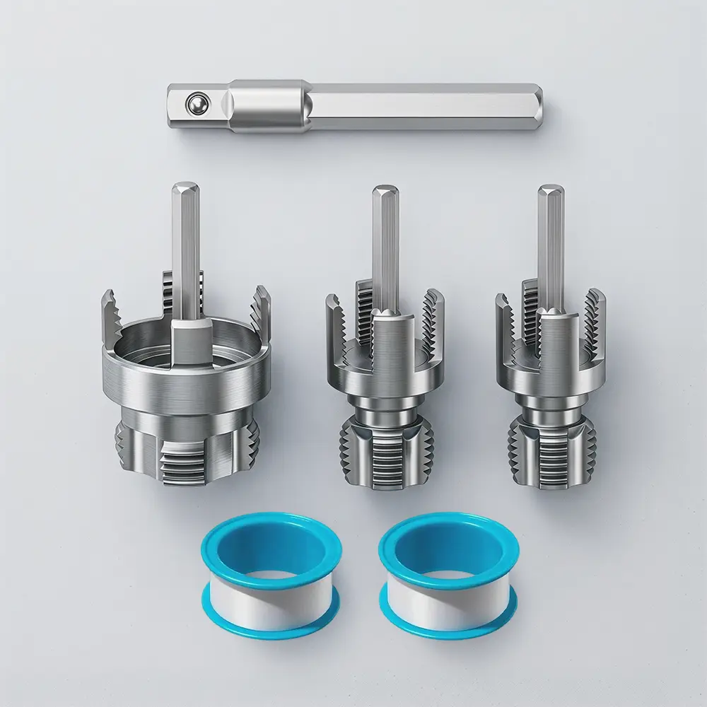 3PCS/Set Pipe Thread Cutting Tools, Suitable for 1/2'' 3/4'' 1'' PVC Internal and External Thread Processing with Taps and Cutters with Taped