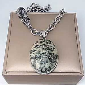 Titanium Steel Quartz Diorite Crystal Chakra Aura Metaphysical Mystical Magical Collectible Necklace