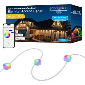 Enbrighten VIBE WiFi Color-Changing Permanent Outdoor Eternity Accent Lights, 36 Lights, 150ft. White Cord