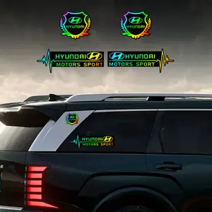 4pcs car stickers for Hyundai(33 other logos optional) seven-color gradient PC laser color gradient decals. Car stickers. Colorful colors, changing with the light.