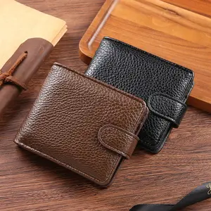 Men's Vintage Leather Wallet, Casual Durable Coin Pouch, Slim Fit Photo ID Card Holder, Short Strap Men's Wallet, Stylish Accessory