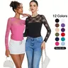 Avidlove Lace Long Sleeve Bodysuit for Women Crew Neck Body Suits Slimming Going Out Concert Tops Fall Outfits Womenswear Seamless Gifts