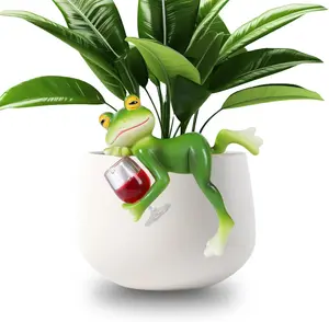 Miniature Frog Figurines  Decorations for Pots Frog Statue Planter Hugger  Garden Outdoor Fairy Garden Statue  Figurines Yard Patio Decor Desk Ornament Women