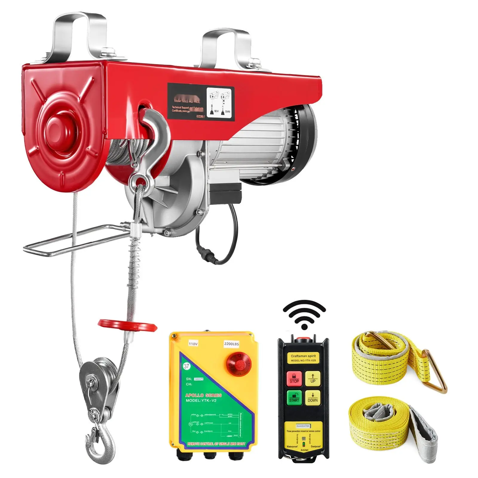 2200 Lbs Wireless Attic Lift, 1600W 110V Electric Hoist With Wireless Remote Control, 40ft Single Cable Lifting Height, Pure Copper Motor, Suitable for Garage Warehouse Factory and Home Workshop