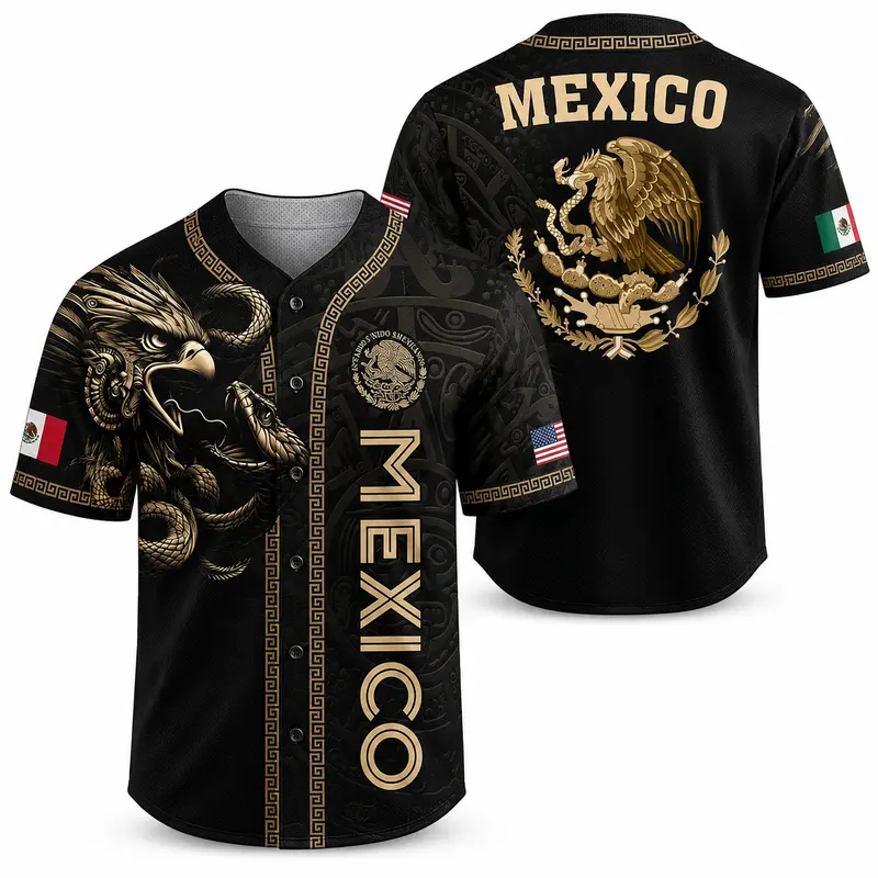 Men's Mexico Flag Casual Sports Jersey - Breathable, Durable, Bold Tri-Color Green White Red Button-Up, Multi-Size Fitted Tailored Cut, Vintage Corporate Culture Carrier Sports Top for Summer Professional & Outdoor Wear, Gift
