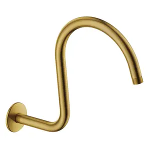 Kingston Brass  14 in. Restoration Shower Arm with Flange, Brushed Brass