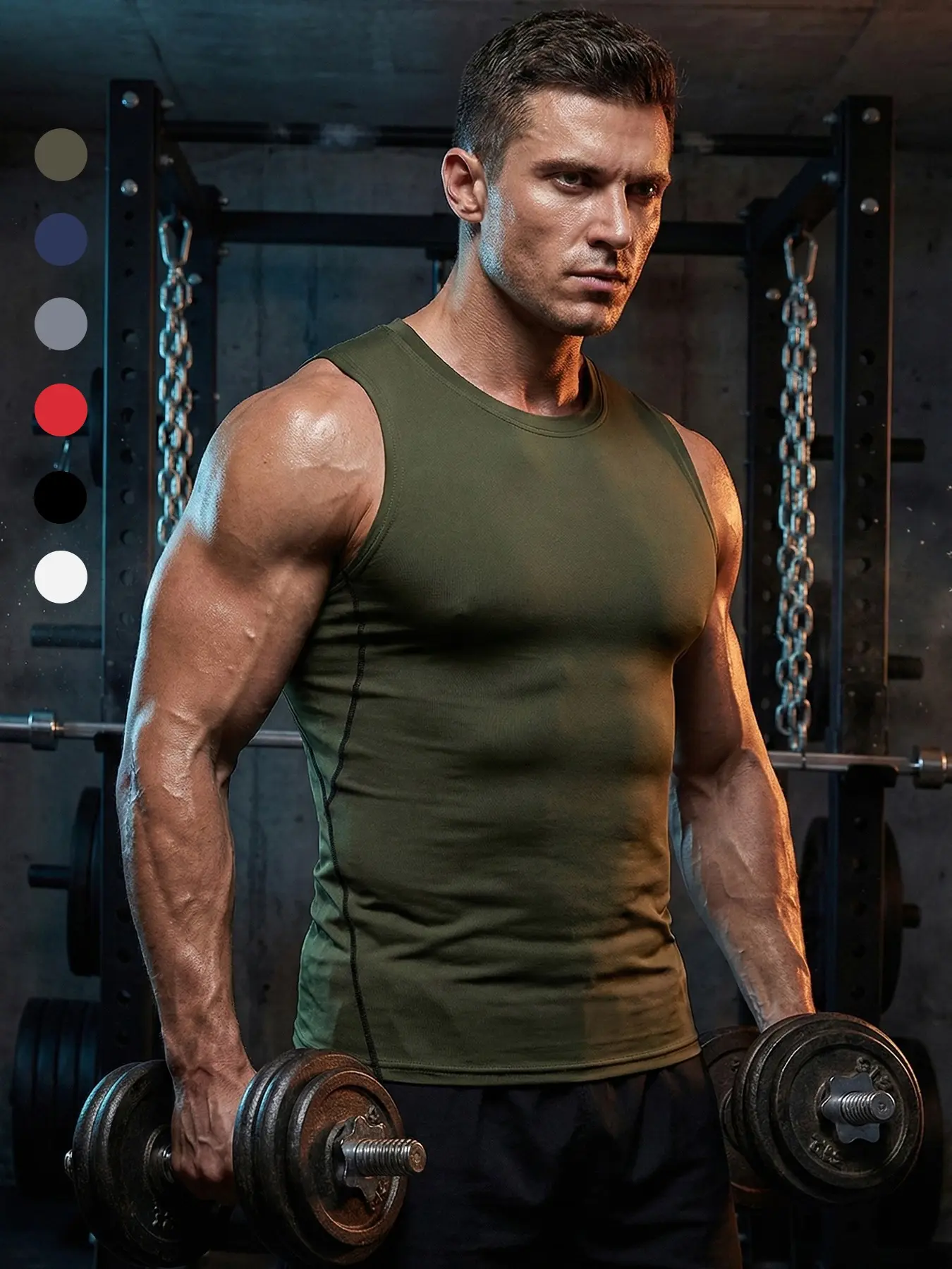 Men's Athletic Sleeveless Compression Shirts, Gym Workout Fitness Exercise Wear Tank Top, Summer Quick Dry Sports Running Basketball Undershirt Base Layer, Muscle Singlet, Sleeveless Gym Tops