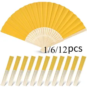 12-Pack Foldable Handheld Fans Set, Folding Hand Fan, 8.3 Inch Paper Fan, Perfect for Lemon Theme Parties Weddings DIY Crafts Photography Home Decor
