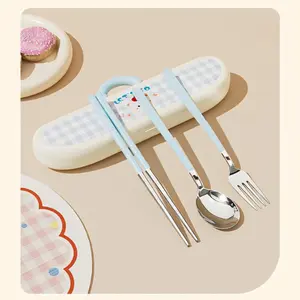Stainless Steel Travel Camping Cutlery Set, 2-Piece, 3-Piece, Fork Spoon Chopsticks, Portable Dabang Dining Box, Outdoor Gear Essentials
