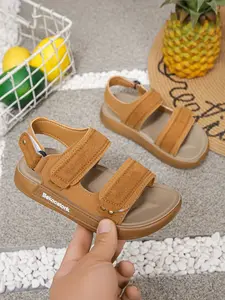 Sandals Summer New Boys Shoes British Style Girls Beach Shoes Open Toe Double Strap Sandals Soft Sole Kids Casual Sandals
