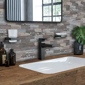 DEWOO 10 Pieces 3D Stone Peel and Stick Backsplash 12" x 12" Waterproof Durable Self-Adhesive Tile for Kitchen Bathroom Green Tile Design