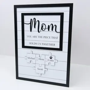 Mother’s Day Sign Gift | Custom Mothers’s Day Puzzle Sign | Mom You are the Piece that holds us together | Mothers day gift | Personalized gift for Mom | You are the Piece that Holds us Together | Up to 15 Custom Engraved Puzzle Pieces Decor Frame tiktoks