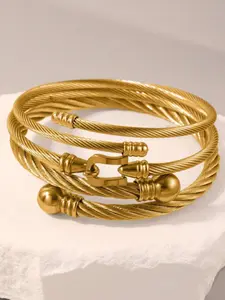 3 Piece Simple Fashion Vintage Elastic Adjustable Steel Wire Stainless Steel Bangles, Unisex Daily Wear, Perfect Gift for Valentine's Day & Christmas, Fashionable Bangle