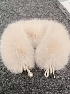 Autumn Winter Thick Faux Fur Pearl Scarf, Warm Versatile Coat Collar Wrap, Universal Style, Cozy and Stylish Accessory