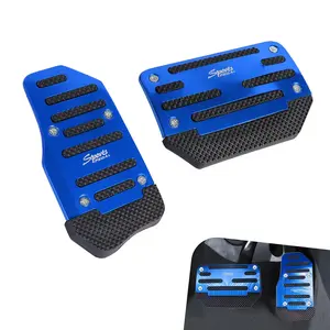 2 PCS Car Pedal Pads, Non-slip Thickened Brake & Accelerator Foot Pad Set, Sports Style Alloy Decoration Pedal Cover for Automatic Transmission, for Most Cars Trucks Vans (Blue)