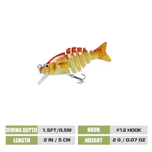Multi-Pack Fishing Lures Suitable for Bass, Multi-Section Slow Sinking Bionic Swimming Lure Set, Realistic Freshwater Saltwater Bass Fishing Gear, Topwater Lure, Artificial Fishing Lure