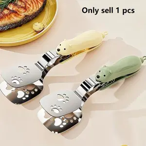 Stainless Steel Grill Spatula Turner, Two-In-One Pancake Fish Steak Fork, BBQ Flipping Tool Dual Layer Holder, Home Kitchen Utensil