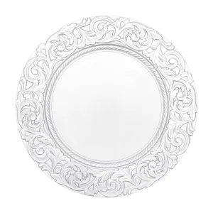 100 Pack Silver Charger Plates PP Round Reusable for Wedding Party Birthday Banquet Table Decoration