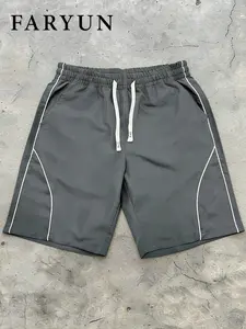 Faryun Fashionable Roll-Stripe Shorts, Sporty Fitness Casual Summer, Sports Yoga Shorts, Essential Boyfriend Style Girlfriend Style Travel Shorts