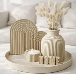 Boho HOME Decor Set – 3D Printed Tray, Vase, Arch, Candle Holder & Sign