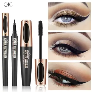 QIC Eye Makeup Set: Volumizing & Lengthening Mascara + Waterproof Liquid Eyeliner – Long-Lasting, Smudge-Proof, No Clumping Complete Eye Kit