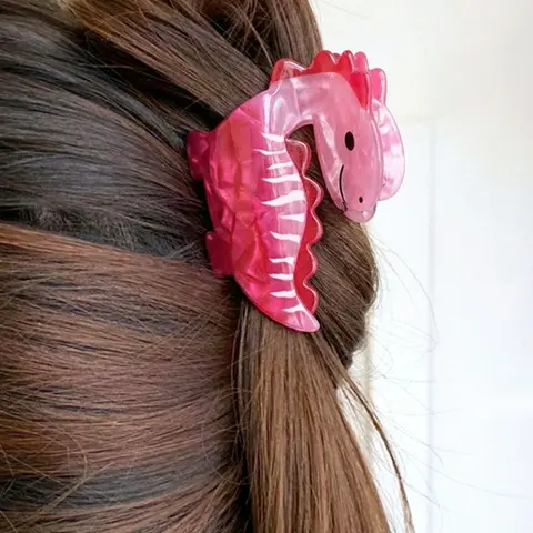 Cute Dinosaur Design Hair Claws, Super Cute Clips, 1 Count Colorful Hair Accessories for Women & Girls, Minimalist Headwear Suitable for Thick Hair, Fun Claw Clips