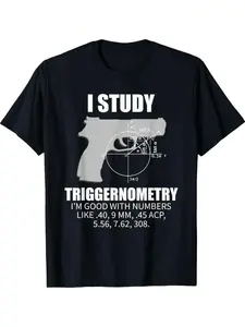 Men's "I Study Triggernometry" Gun Owner T-Shirt - 2nd Amendment Rights Support, Soft Cotton, Casual Round Neck Tee With Math Formula Print