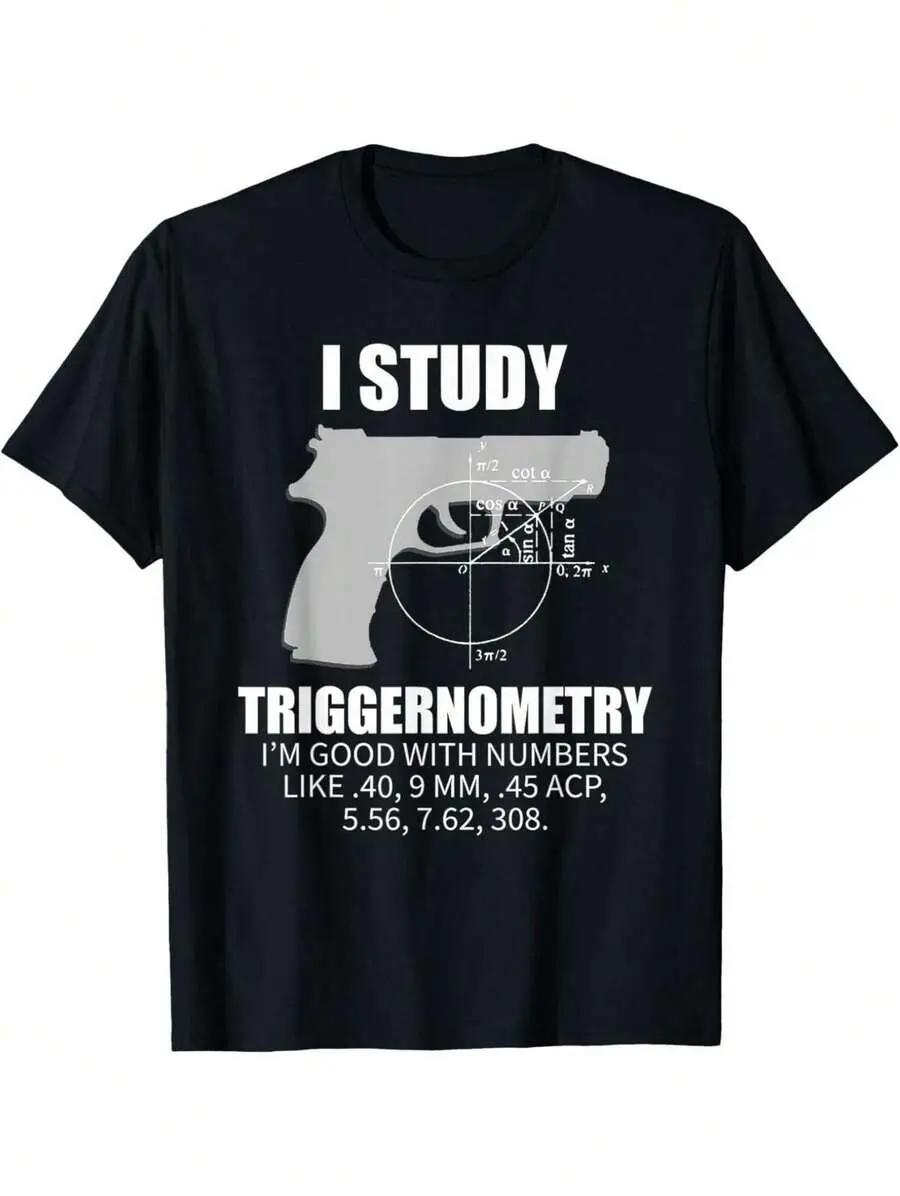 Men's "I Study Triggernometry" Gun Owner T-Shirt - 2nd Amendment Rights Support, Soft Cotton, Casual Round Neck Tee With Math Formula Print