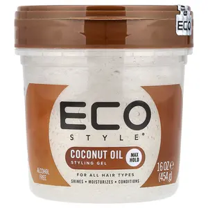 Eco Style Styling Gel, Max Hold, All Hair Types, Coconut Oil, 16 oz (454 g)