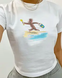 Cute Beach Baby Tee, Coastal Girl, Tropical Summer Shirt, Coquette Clothing, Vintage Graphic Top, Pinterest Aesthetic, 90s Tshirt, Y2k Style