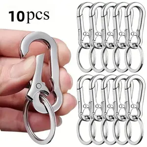 Stainless Steel Carabiner, Climbing Carabiner, 10pcs Durable Stainless Steel Mountaineering Keychain, Circular Gourd Shaped C-shaped Hook Keychains with Floating Function, Outdoor Accessories