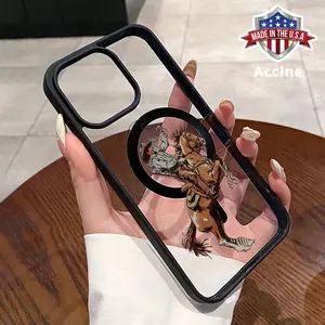 Cowboy's Wild Ride Pattern Magnetic Phone Case for iPhone 16 15 14 Pro Max 13 12 11 XR E XS Plus Anti-Yellowing Shockproof Lightweight Transparent Acrylic Soft Cover Supports Wireless Charging.