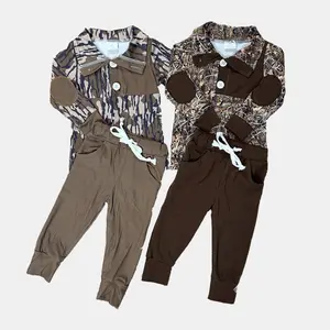 Little Western Boutique | Hunting Season Essential  Camo Long-Sleeve Pullover Set - Unisex for Boys & Girls | Trendy Outdoor Fashion Cute Kids Clothes Boys' Sweatshirt and Joggers Set