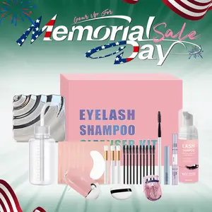 uCoolMe DIY Lash Aftercare Cleansing Multi-Pack Lash Clusters Kit - Shampoo, 2-in-1 Bond Sealer & Makeup Remover, Beginner-Friendly Tools, Mirror for Enthusiasts, Eyebrow Summervibes (Stockup Option)