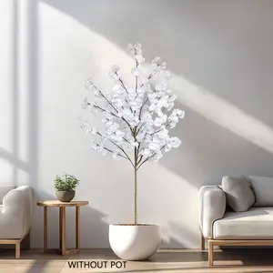 1 Count 130-180CM New Artificial White Cherry Blossom Wish Tree, Artificial Flower Plant, Home Decor with Plastic Pot and Moss, Indoor Outdoor Decoration for Weddings Parties Garden Office, Artificial Cherry Trees