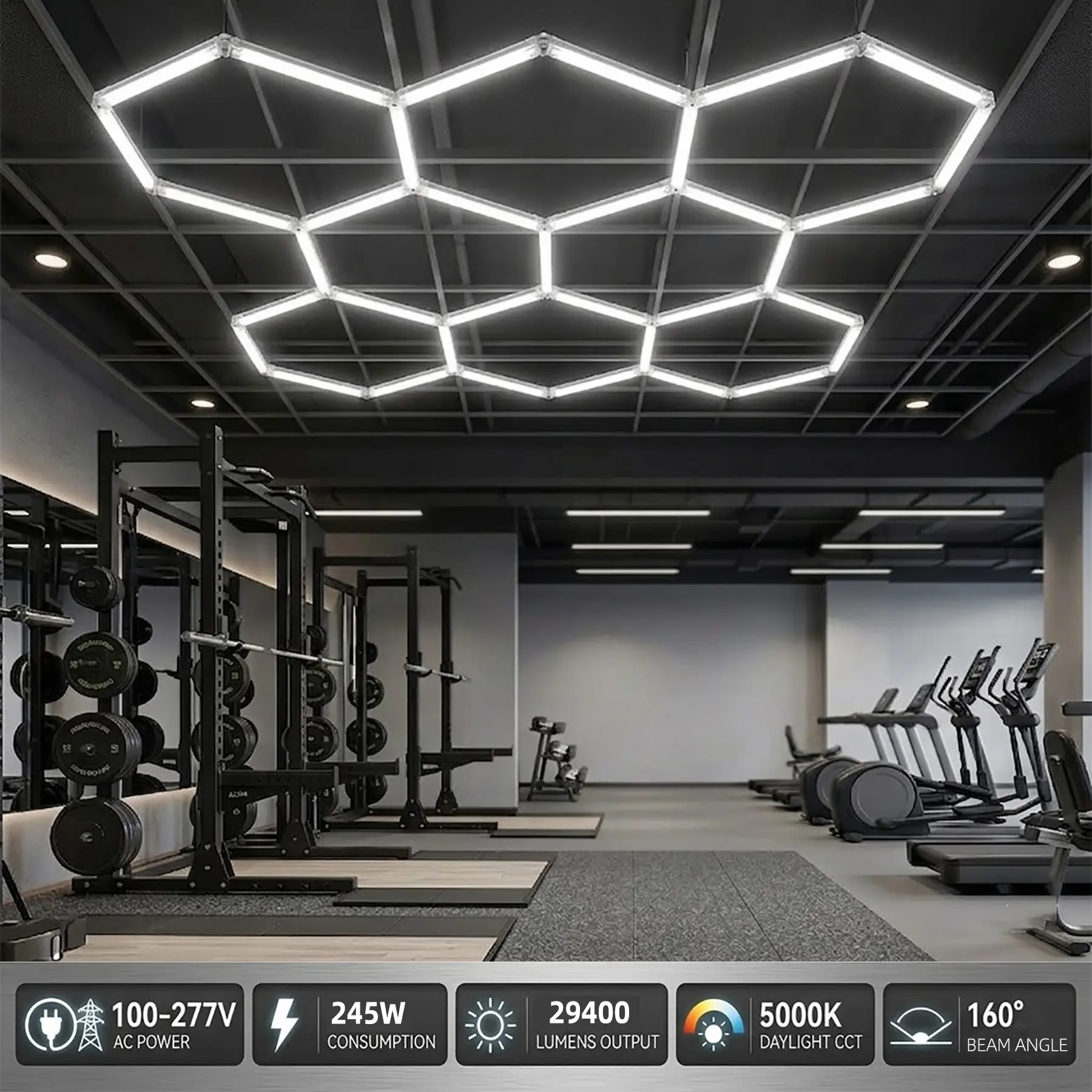 Hexagon LED Garage Light: Super Bright 29400LM 8 Hex Honeycomb Garage Light,DIY Hexagon Led Lights for Gym Basement Hair Salon