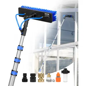 VEVOR Water Fed Pole Kit,  12FT Solar Panel Cleaning Pole with Extendable Handle, 180° Rotatable Brush Head & 65.6FT Hose, Household & Outdoor Window Cleaner Tool for Caravan Solar Panel Deck