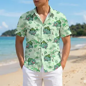 Bul.basaurHawaiian Shirt, Tropical Vibes P.k.M Shirt, Grass Type Hawaiian Shirt Starter Gen 1 Tropical Saur Anime Summer Style Gift