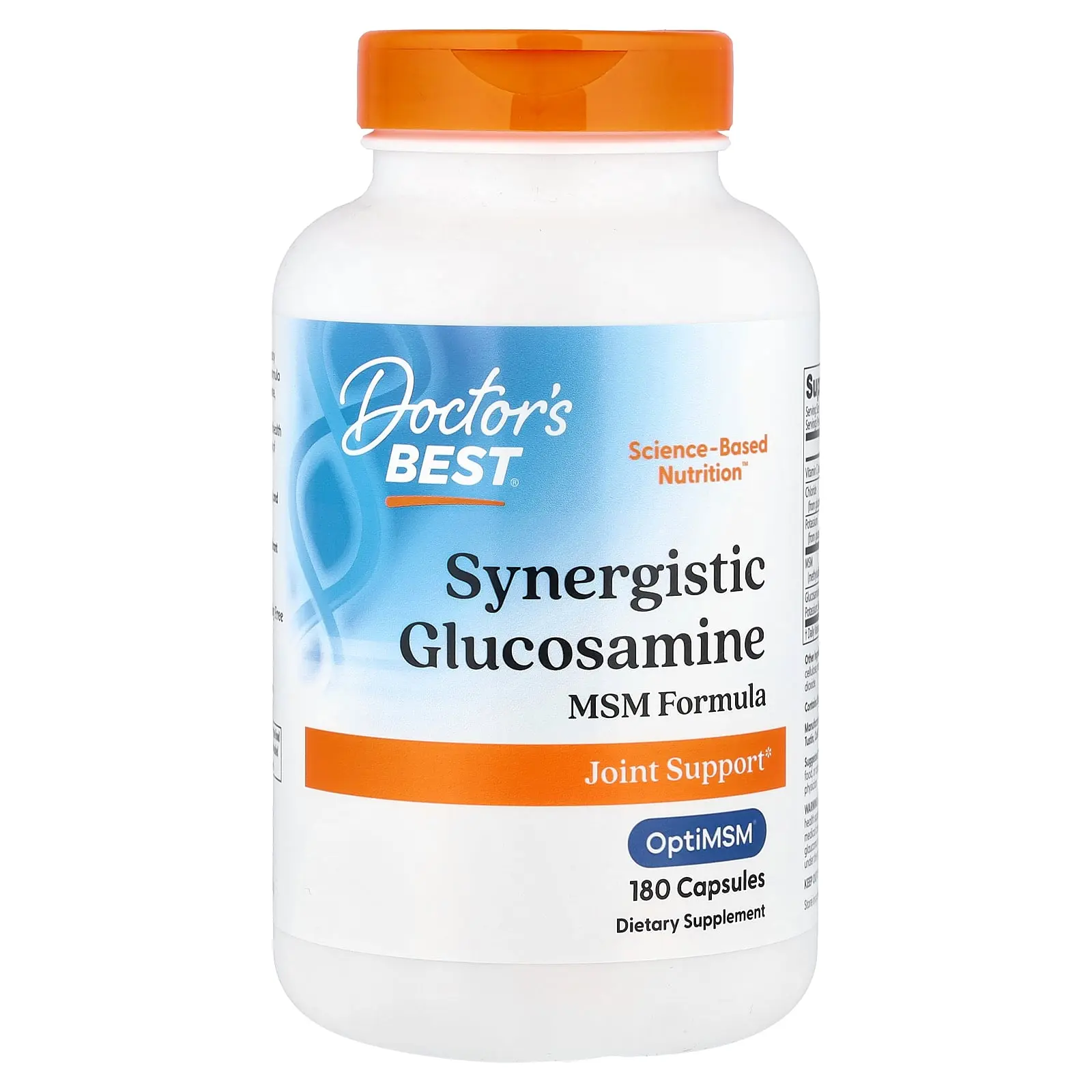 Doctor's Best Synergistic Glucosamine MSM Formula with OptiMSM®, 180 Capsules | HSA/FSA Eligible
