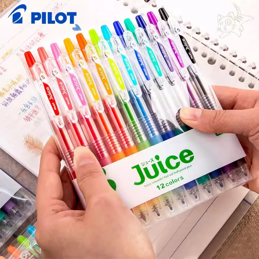 New Pilot Juice Gel Pen (LJU-10EF), 0.5mm Tip, 12 Vibrant Colors - Student Office Stationery for Writing, Painting, Kawaii Supplies, 12 Colors