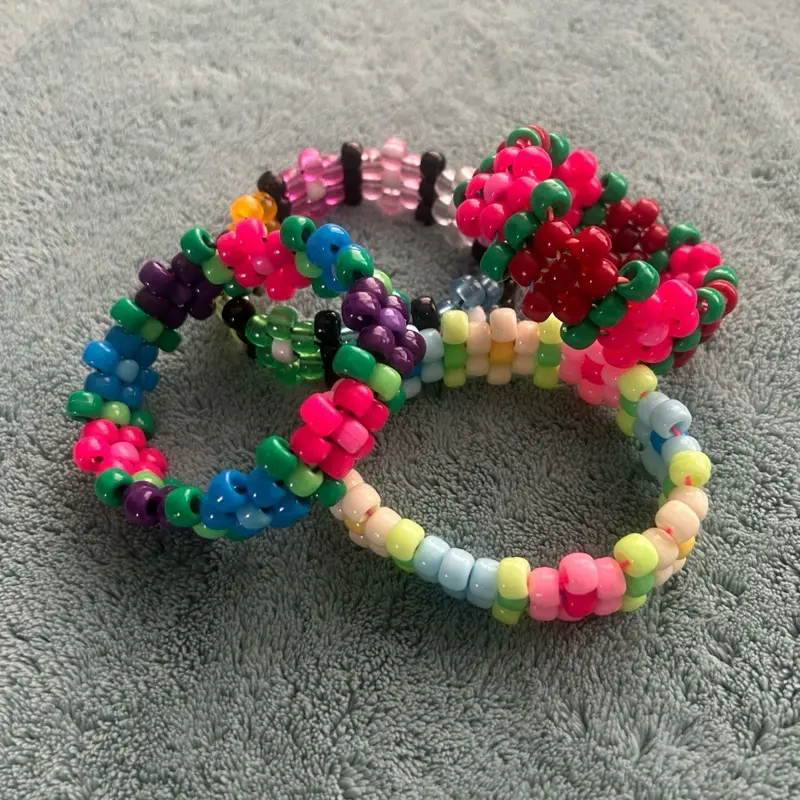 Flower Pattern Pony Bead Kandi Bracelets