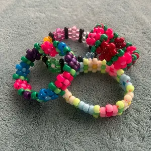 Flower Pattern Pony Bead Kandi Bracelets