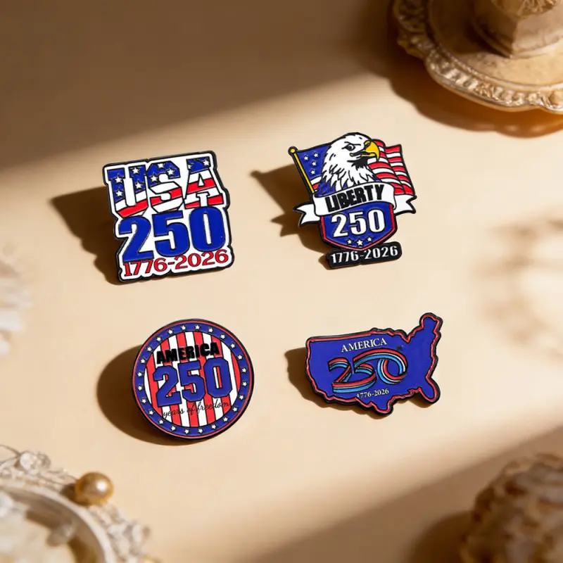 Patriotic America 250 Years Commemorative Enamel Lapel Pins Zinc Alloy Decorative Brooches For Backpacks Clothes Independence Day Keepsake