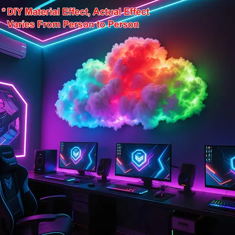 LED Cloud Light with Music Rhythm,DIY Night Light for Bedroom & Gaming Room-USB Powered,Perfect for Christmas Gifts,Party,Dynamic Visual Effect|Decorative Lighting (Clouds Need To Be Shaped By Oneself,Or They Can Be Shaped According To One's Own Ideas)