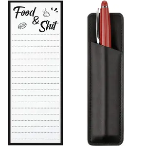 Magnetic Shopping List Notebook & Pen Case Set, Magnetic Convenience, Writing Memo Pads, 7.62x20.32cm, 50 Pages, Fun Grocery Reminder, Refrigerator Memo Pad, Creative Weekly Planner, Stationery Office Supplies